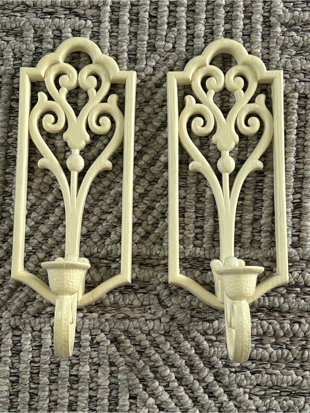 Vintage Pair Homco Wall Sconces Candle Holders Set Plastic White